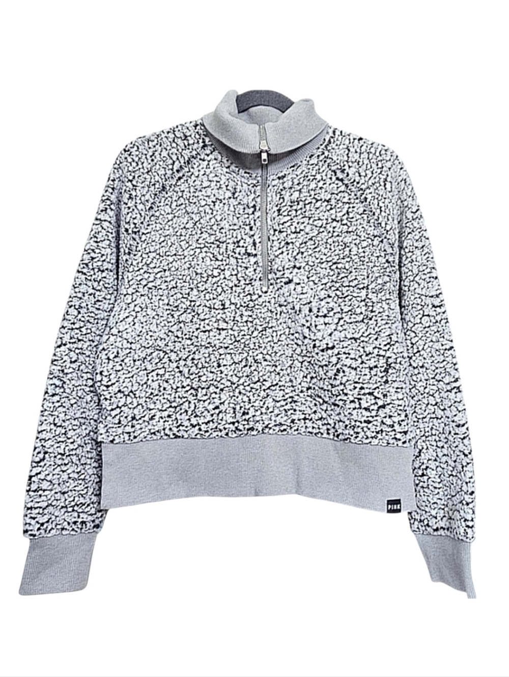 Pink Victoria's Secret Grey Sherpa Cozy Cabincore 1/4 Zip Jacket Med HOST PICK